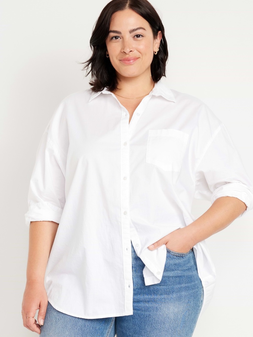 Old Navy Oversized White Button-Down Boyfriend Shirt